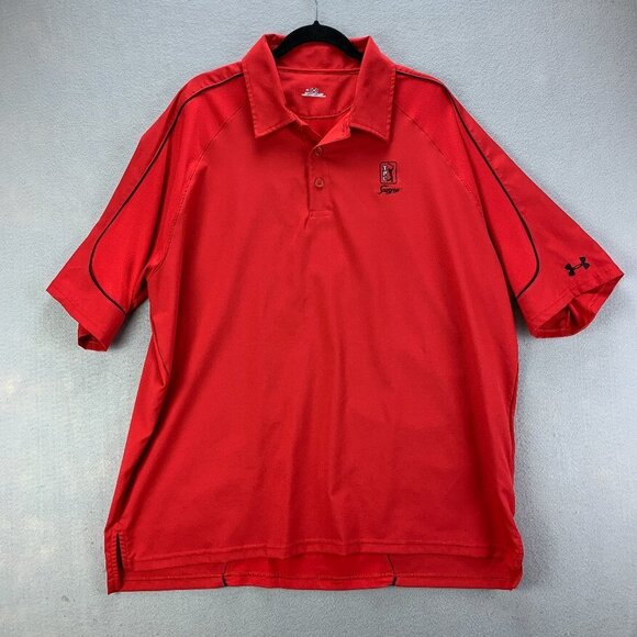 Under‎ Armour Mens Golf Polo Shirt Extra Large Red Performance TPC Sawgrass - Picture 1 of 12